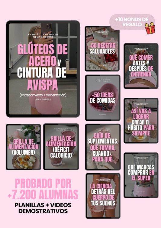 Glúteos De Acero + Cintura De Avispa: Método 100% Efectivo De Entrenamiento + Alimentación